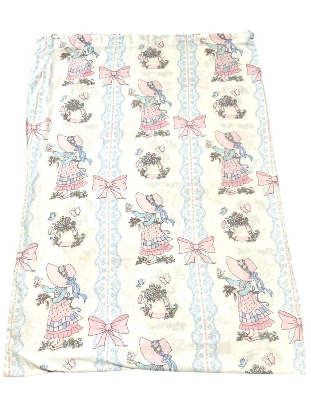 Vtg Holly Hobbie Twin Flat Sheet Cotton Polyester "Sunbonnet Sue" Made In USA